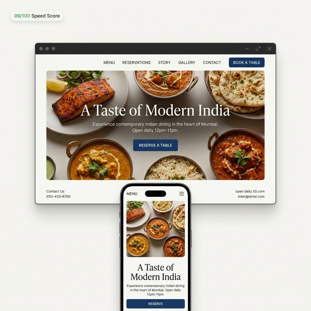 Modern business website on desktop and mobile with booking system